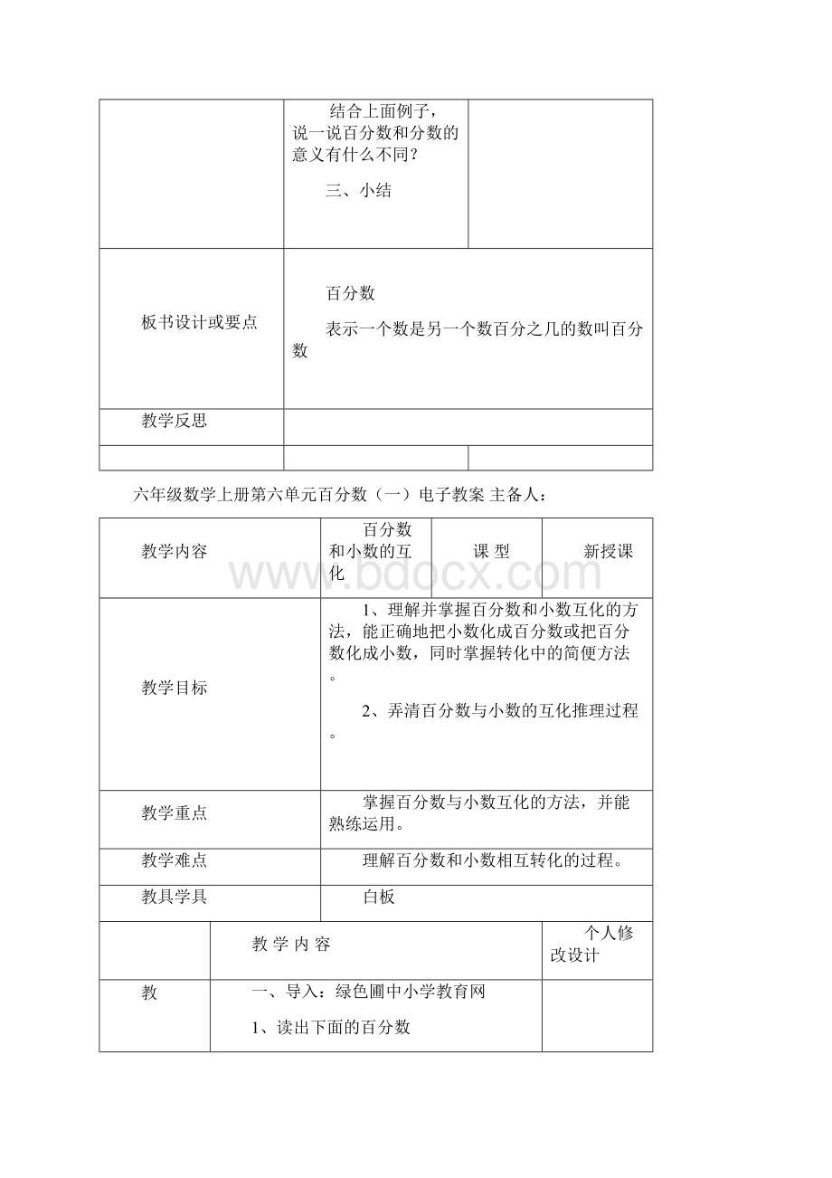 六年级数学最新人教版上册第六单元百分数一教案Word格式.docx_第3页