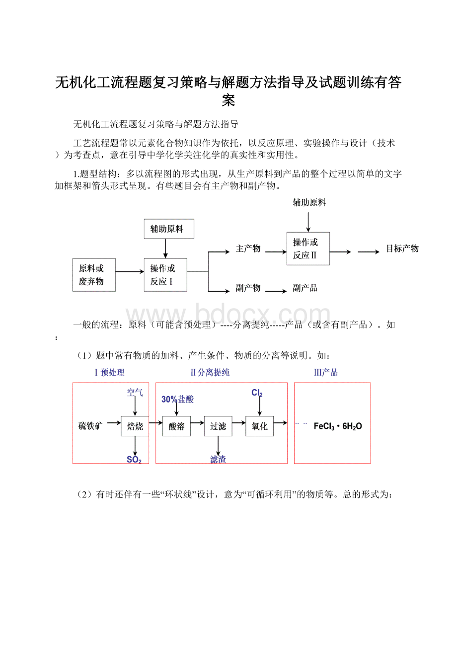 无机化工流程题复习策略与解题方法指导及试题训练有答案Word格式文档下载.docx