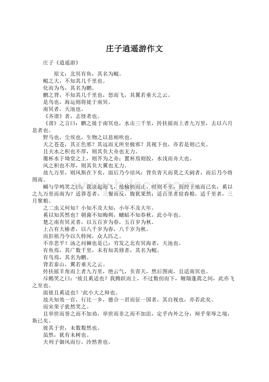 庄子逍遥游作文文档格式.docx