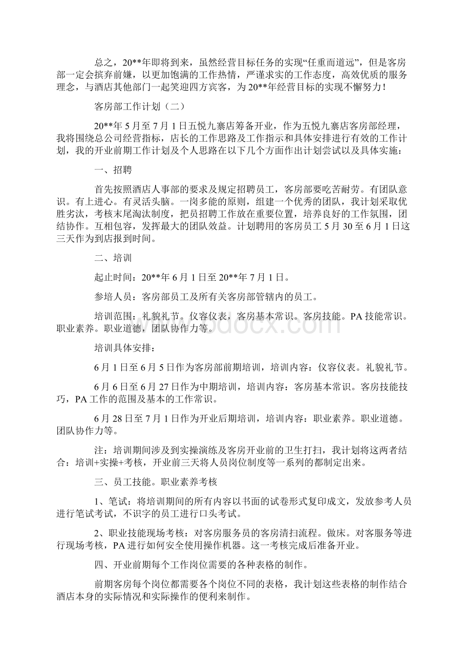 酒店客房部开业前工作计划表格Word文档下载推荐.docx_第3页