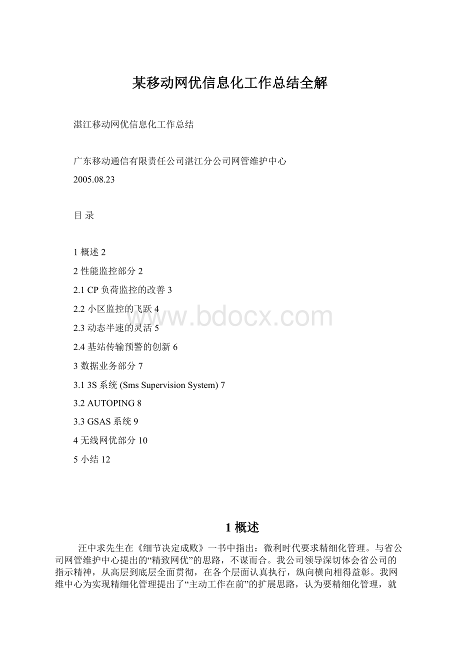 某移动网优信息化工作总结全解Word文档格式.docx