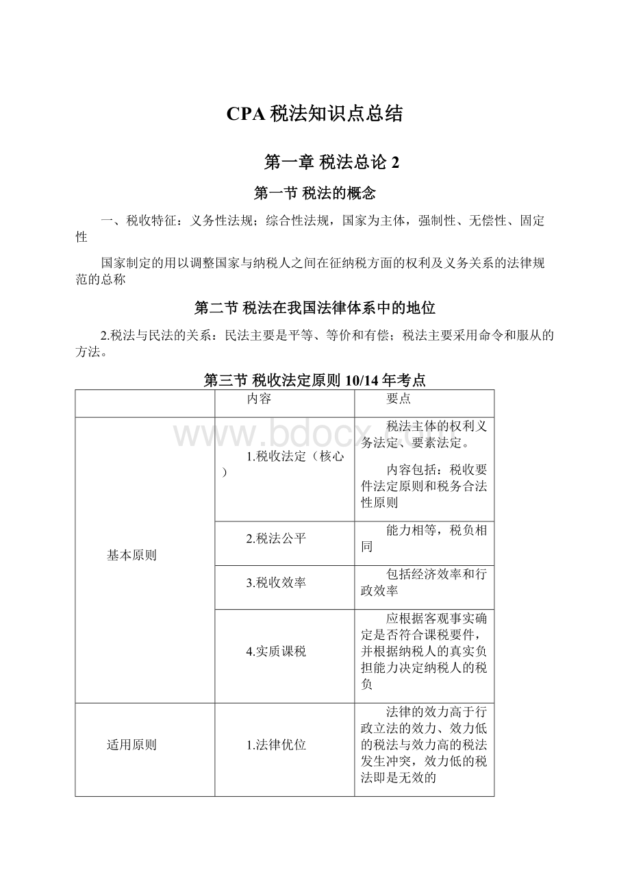 CPA税法知识点总结.docx