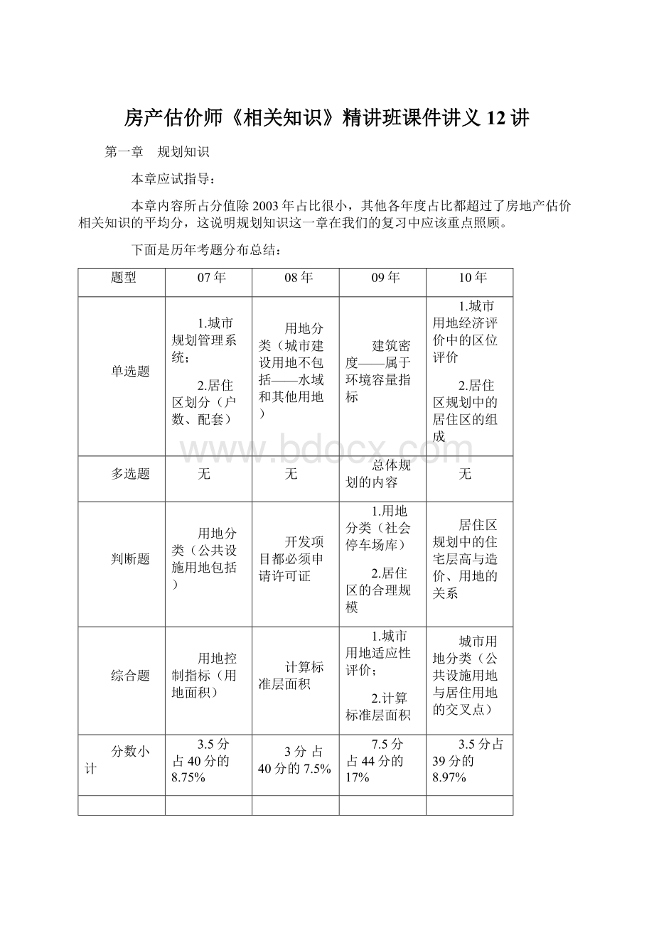 房产估价师《相关知识》精讲班课件讲义12讲Word下载.docx