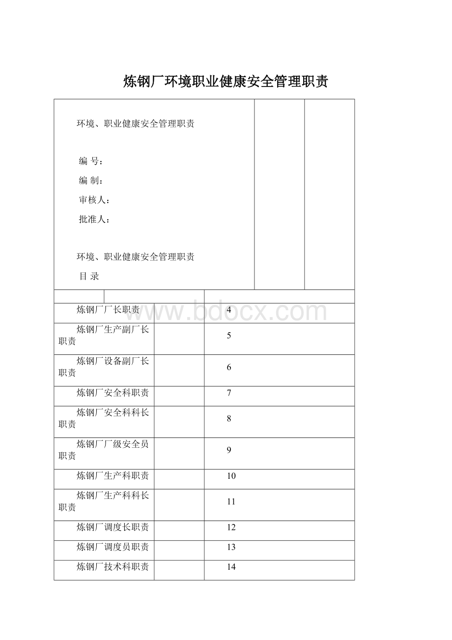 炼钢厂环境职业健康安全管理职责.docx_第1页