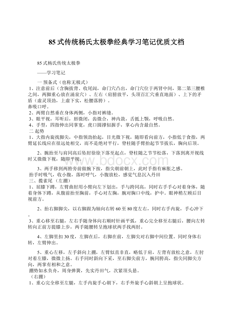 85式传统杨氏太极拳经典学习笔记优质文档.docx_第1页