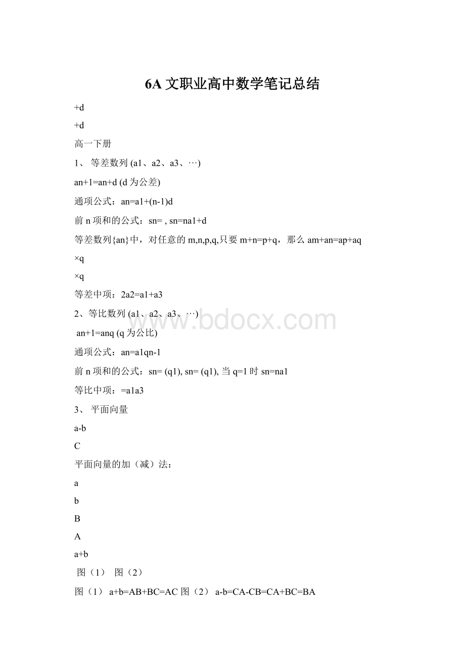 6A文职业高中数学笔记总结Word格式.docx