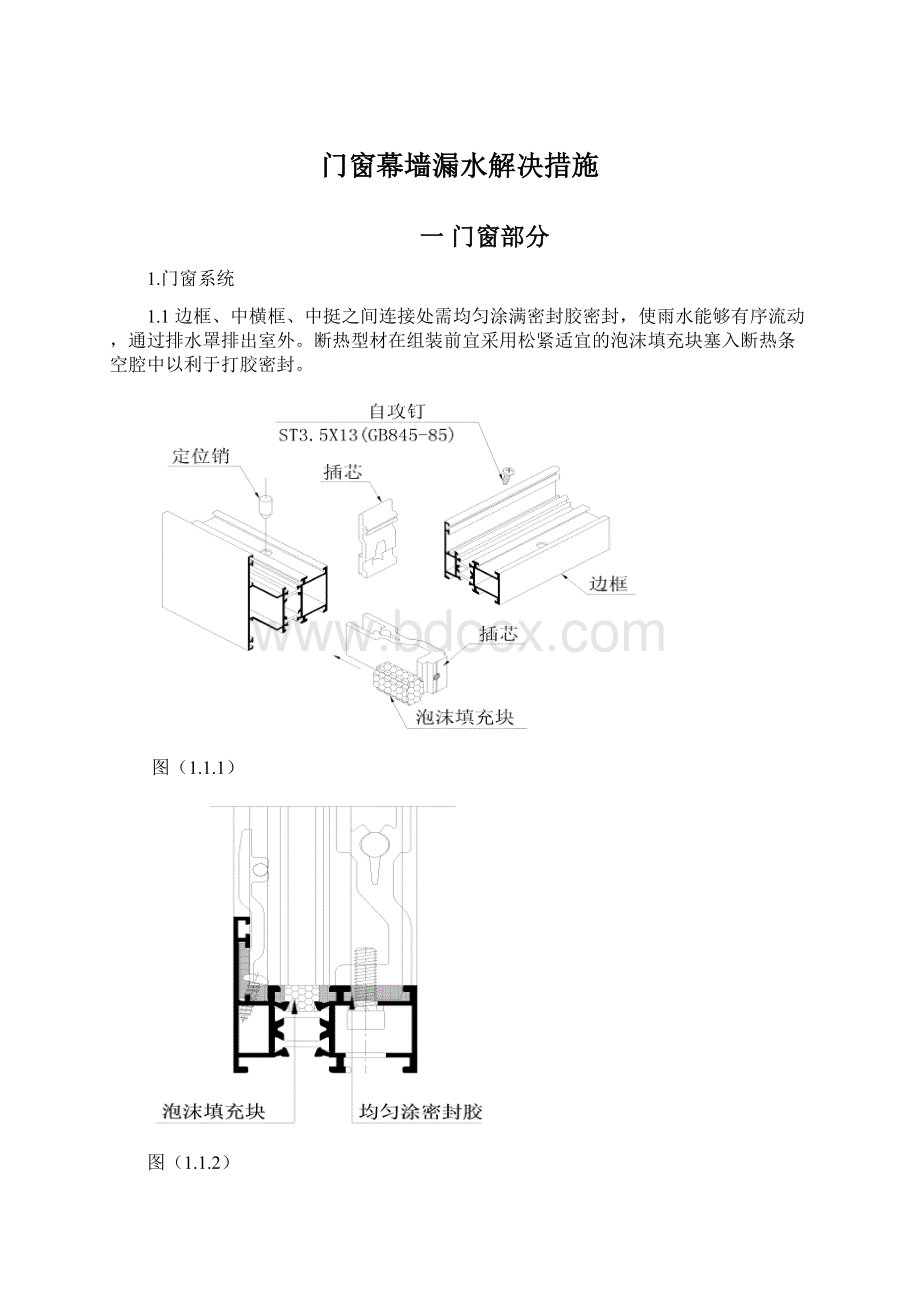 门窗幕墙漏水解决措施Word下载.docx