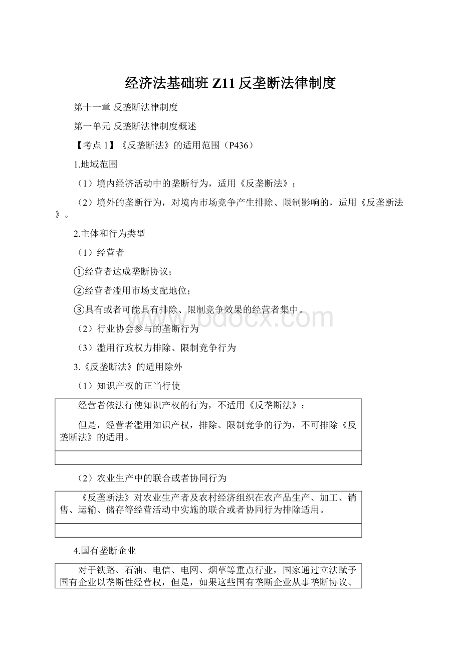 经济法基础班Z11反垄断法律制度.docx_第1页