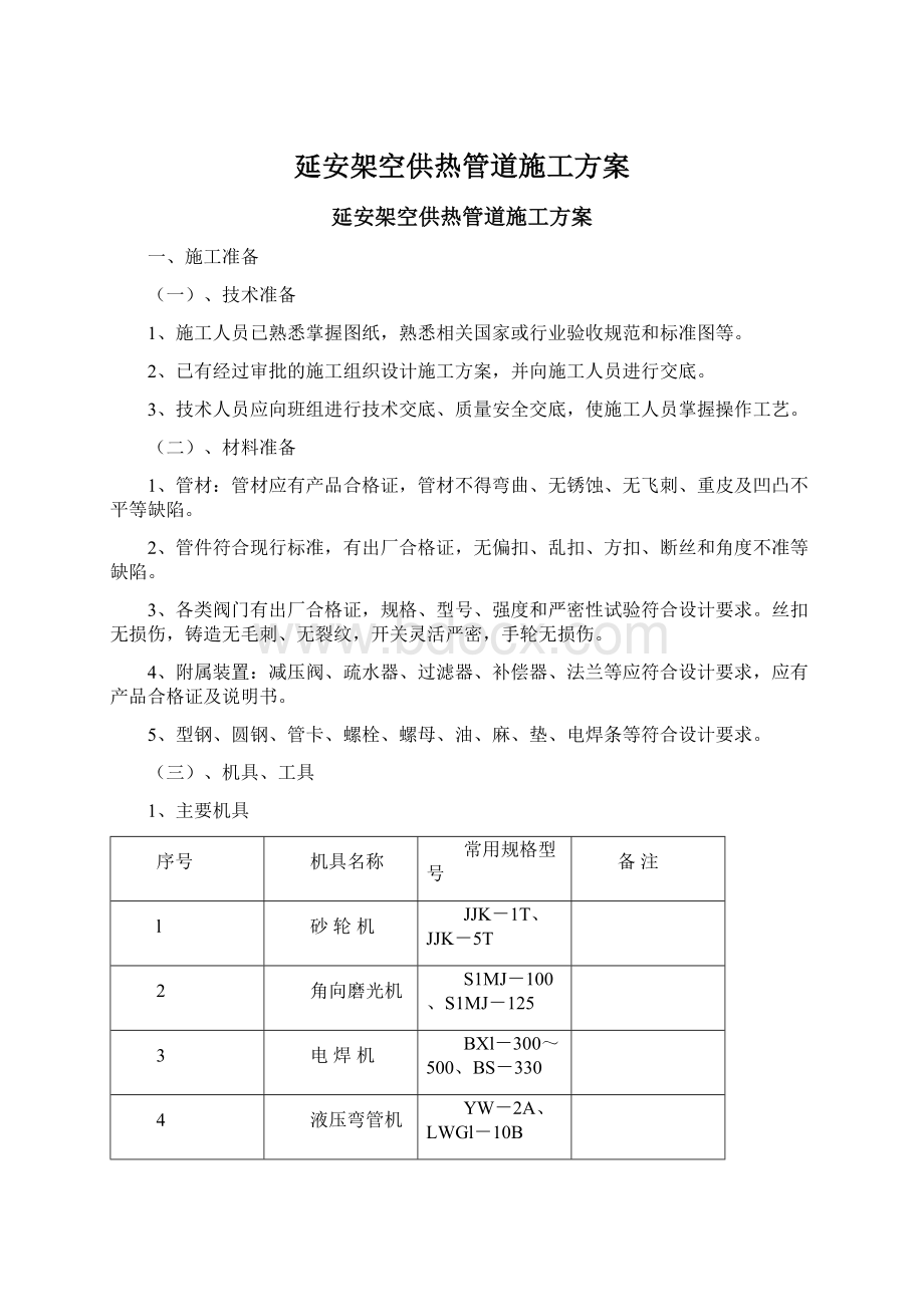 延安架空供热管道施工方案Word下载.docx_第1页