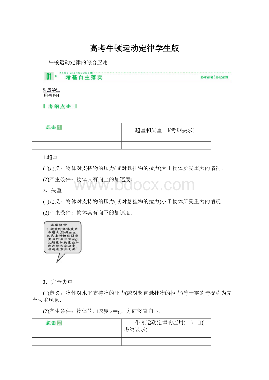 高考牛顿运动定律学生版Word文档下载推荐.docx_第1页