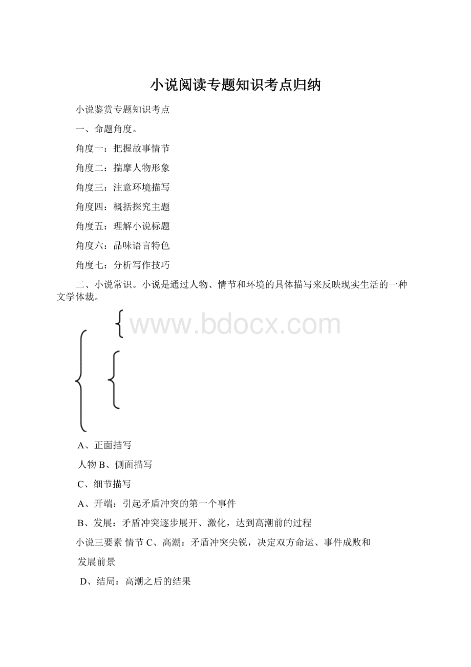 小说阅读专题知识考点归纳文档格式.docx_第1页