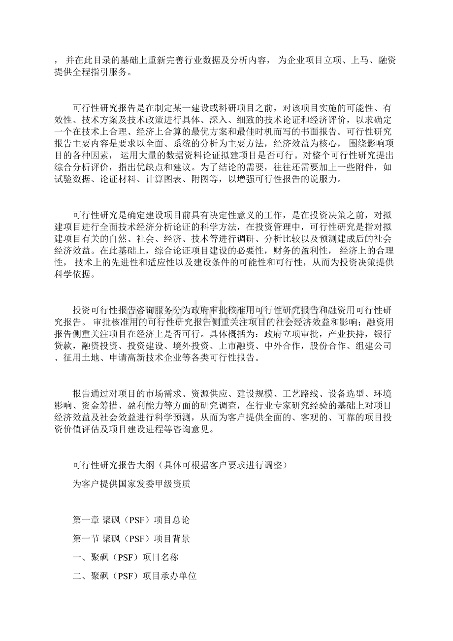 聚砜PSF项目可行性研究报告文档格式.docx_第2页