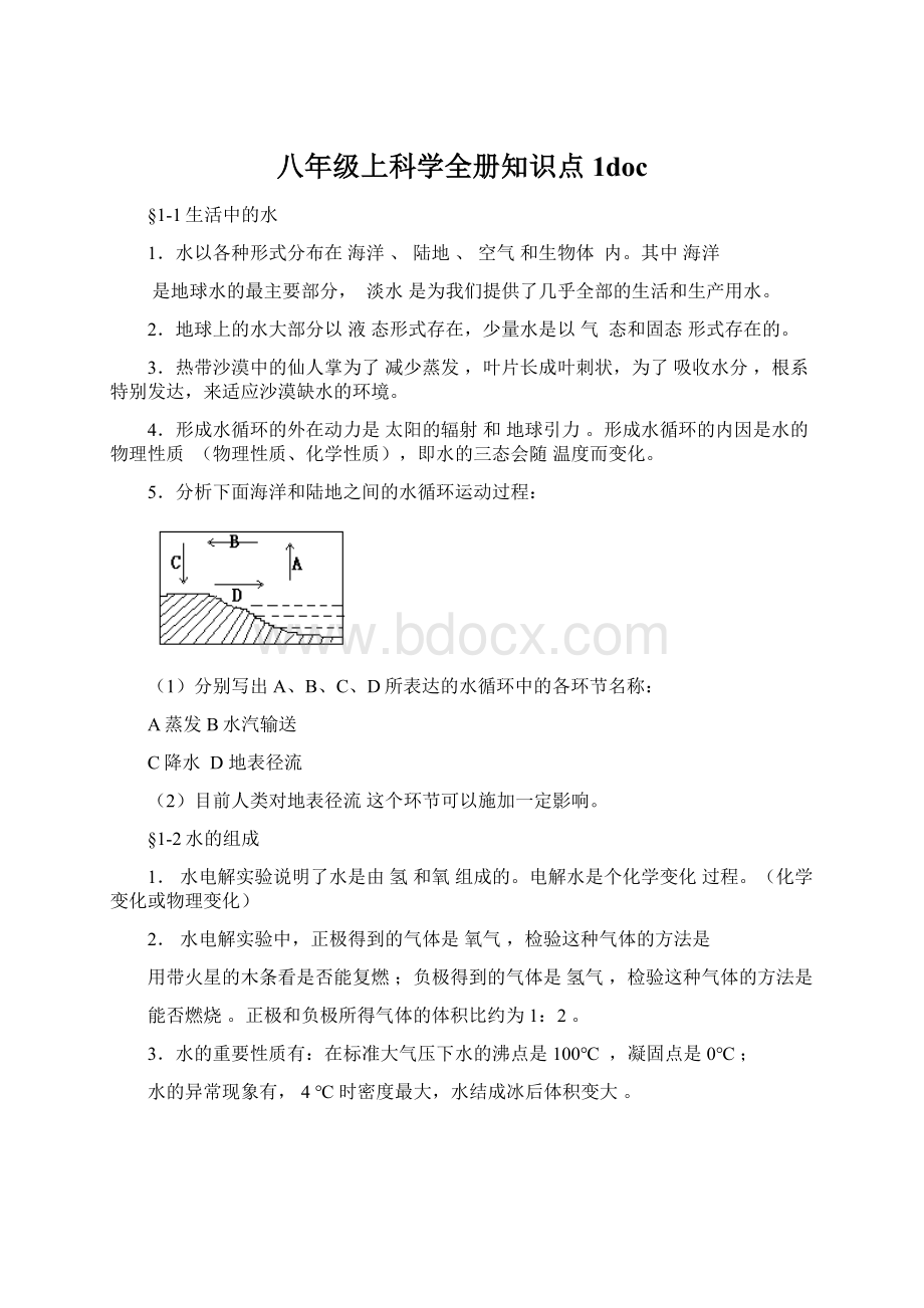 八年级上科学全册知识点1docWord下载.docx