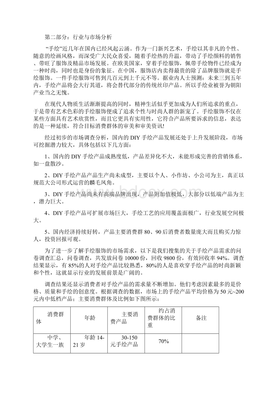 绚彩手绘工坊项目商业计划书.docx_第2页