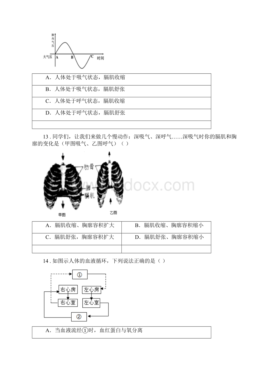 人教版新课程标准版七年级下学期期中考试生物试题C卷Word下载.docx_第3页