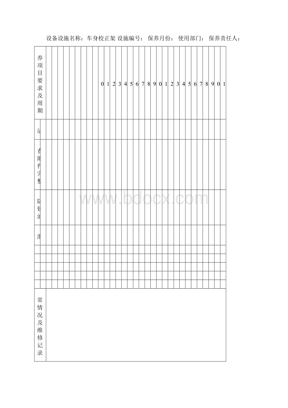0504设备设施维修保养记录老版Word文档下载推荐.docx_第3页