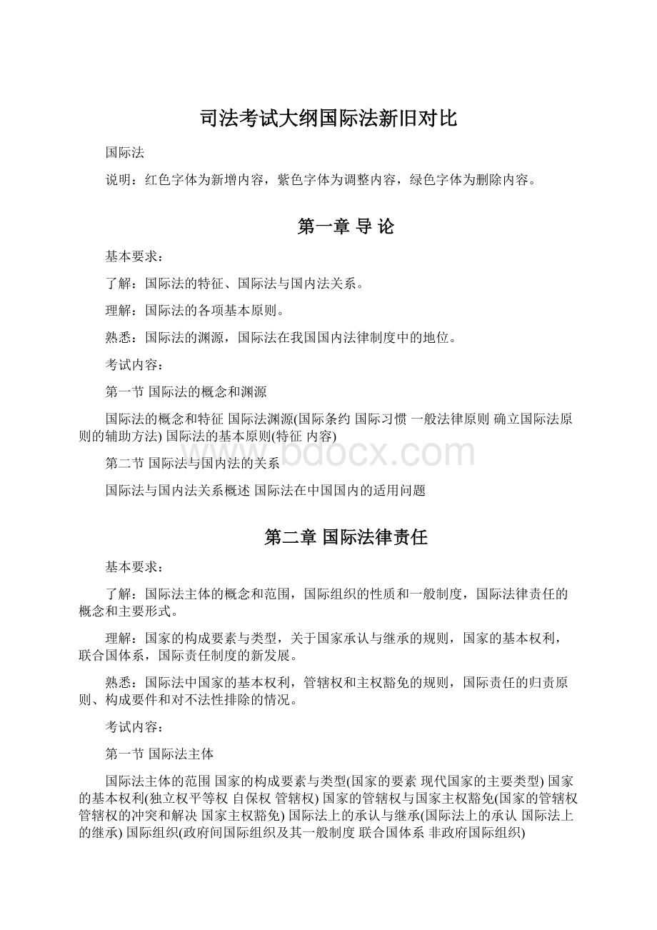 司法考试大纲国际法新旧对比.docx