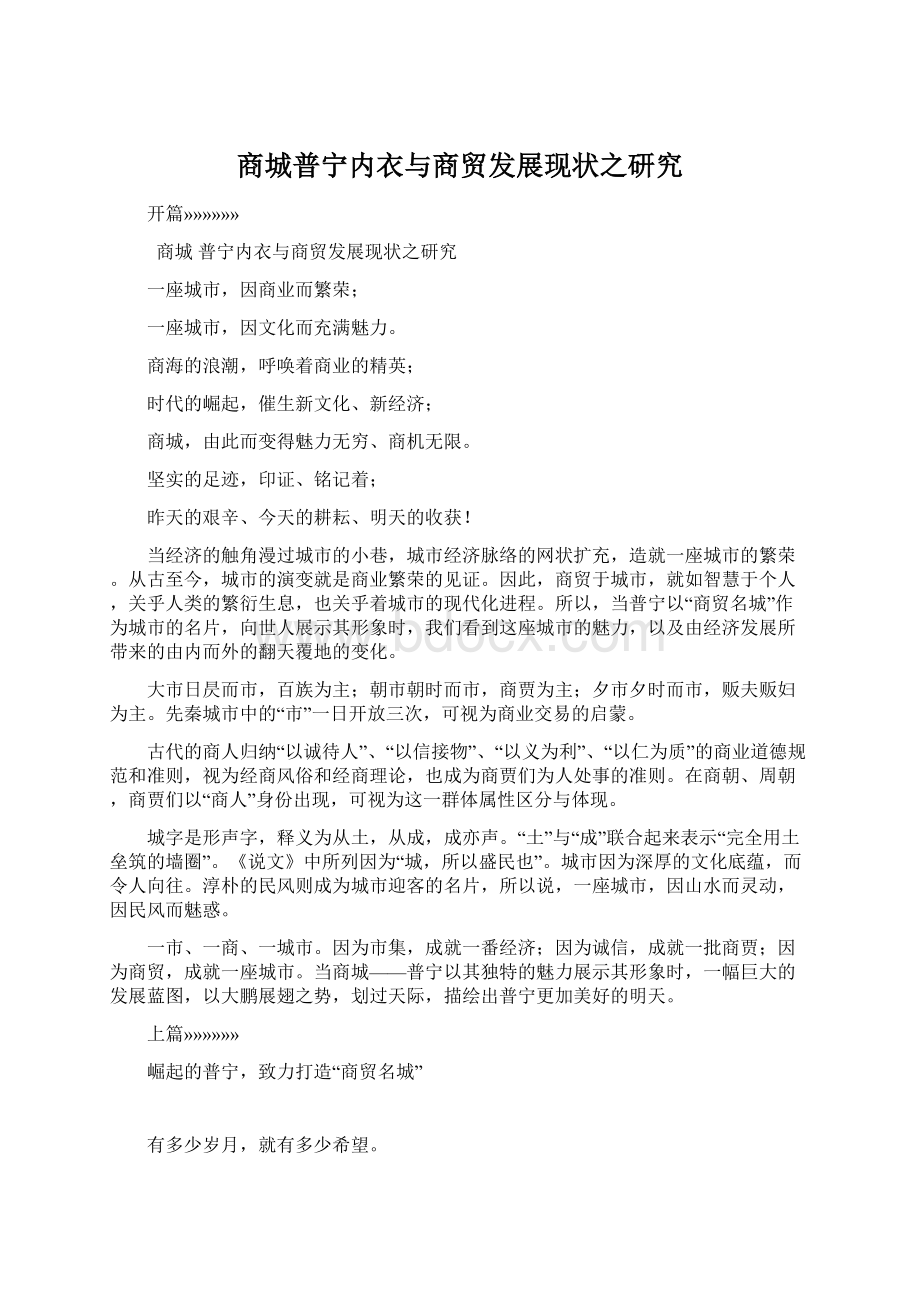 商城普宁内衣与商贸发展现状之研究.docx