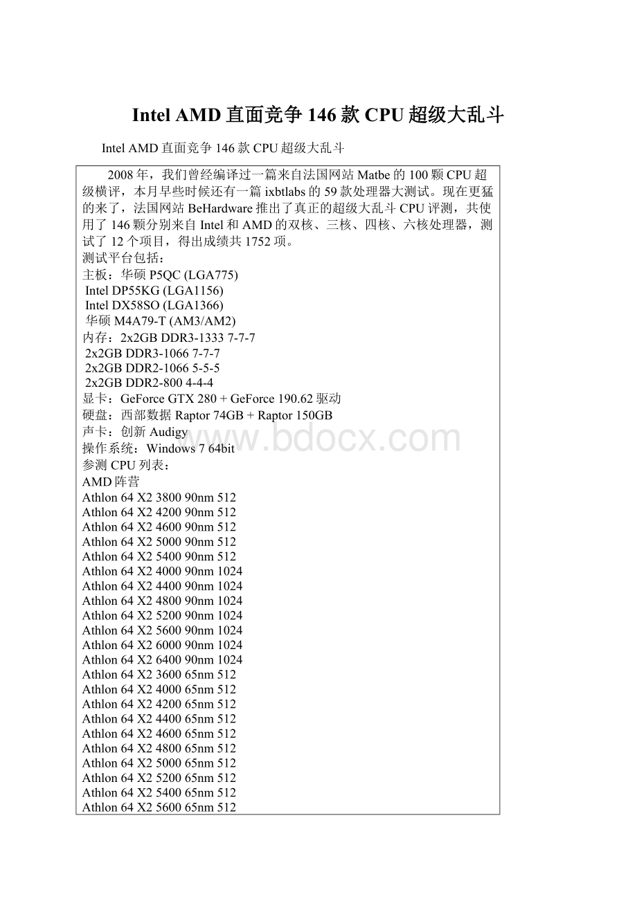 Intel AMD直面竞争 146款CPU超级大乱斗.docx