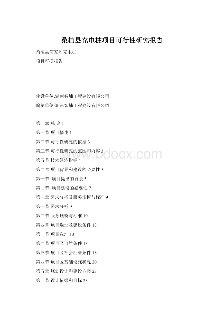 桑植县充电桩项目可行性研究报告Word文档格式.docx