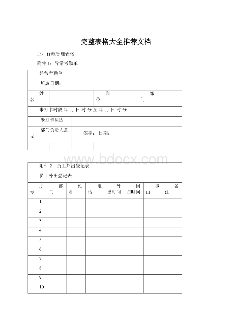 完整表格大全推荐文档Word格式.docx_第1页