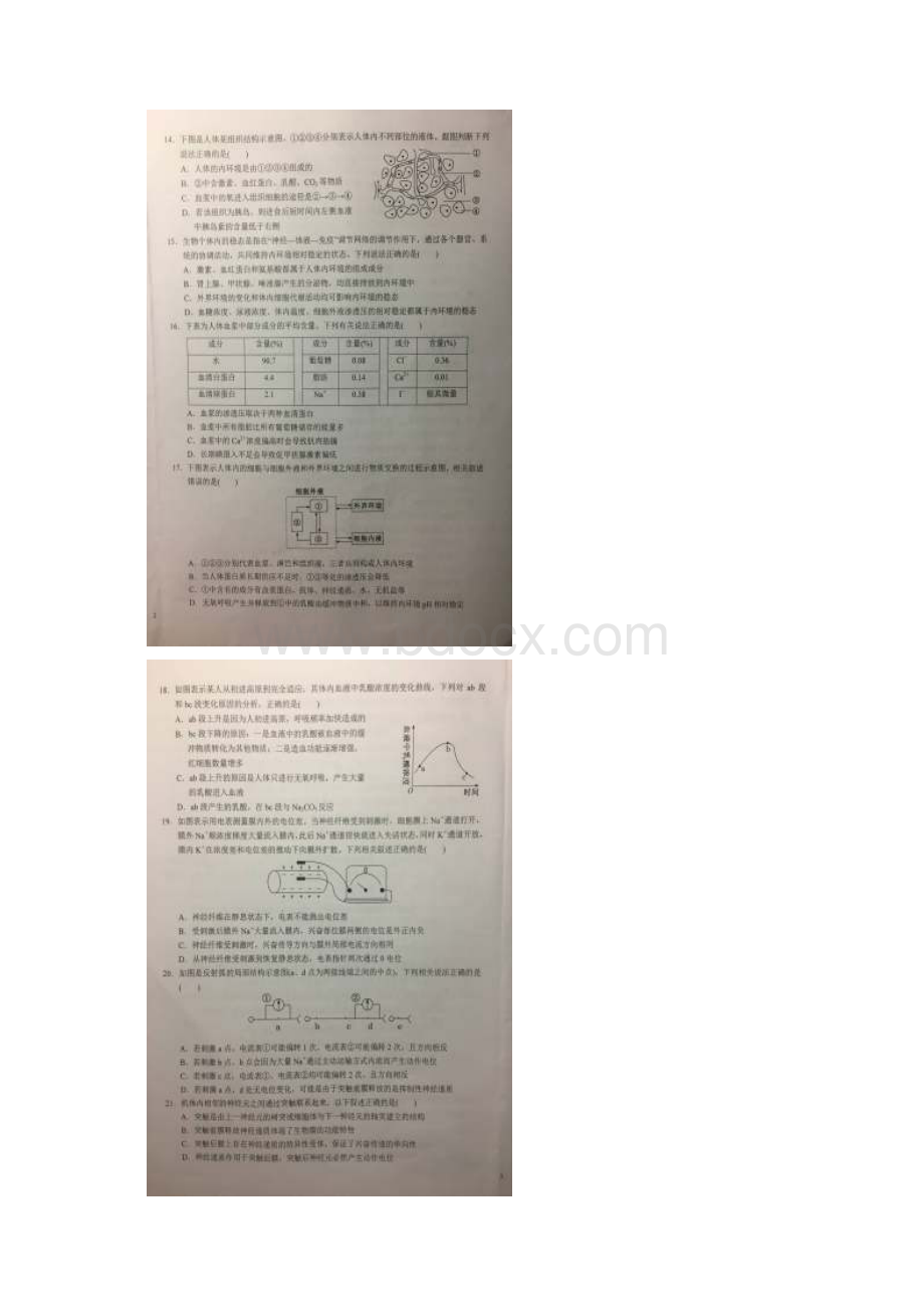 安徽省六安一中学年高二上学期期末考试生物试题 扫描版含答案.docx_第3页