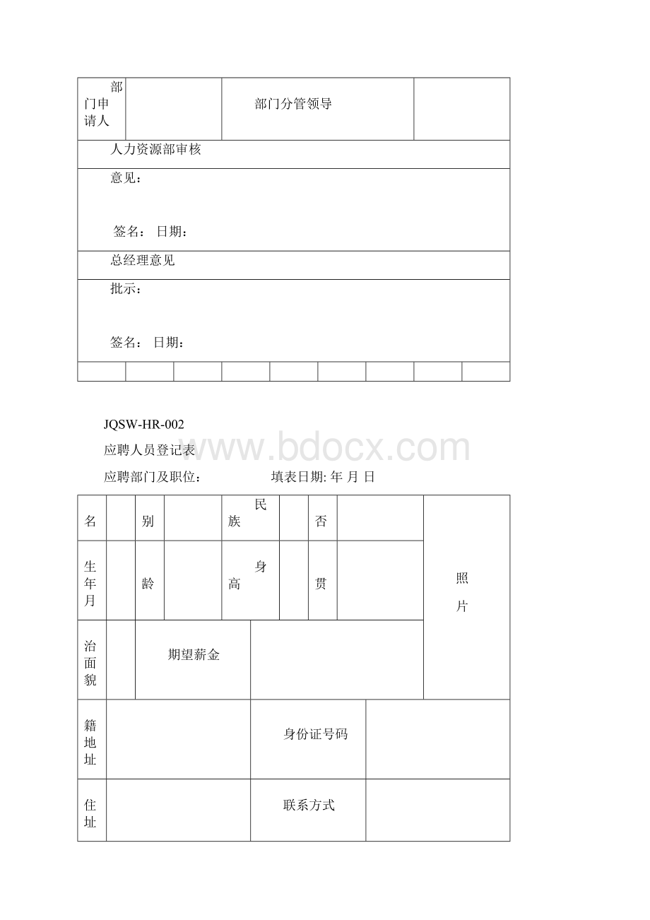 人力资源部HR常用表格Word文档格式.docx_第2页