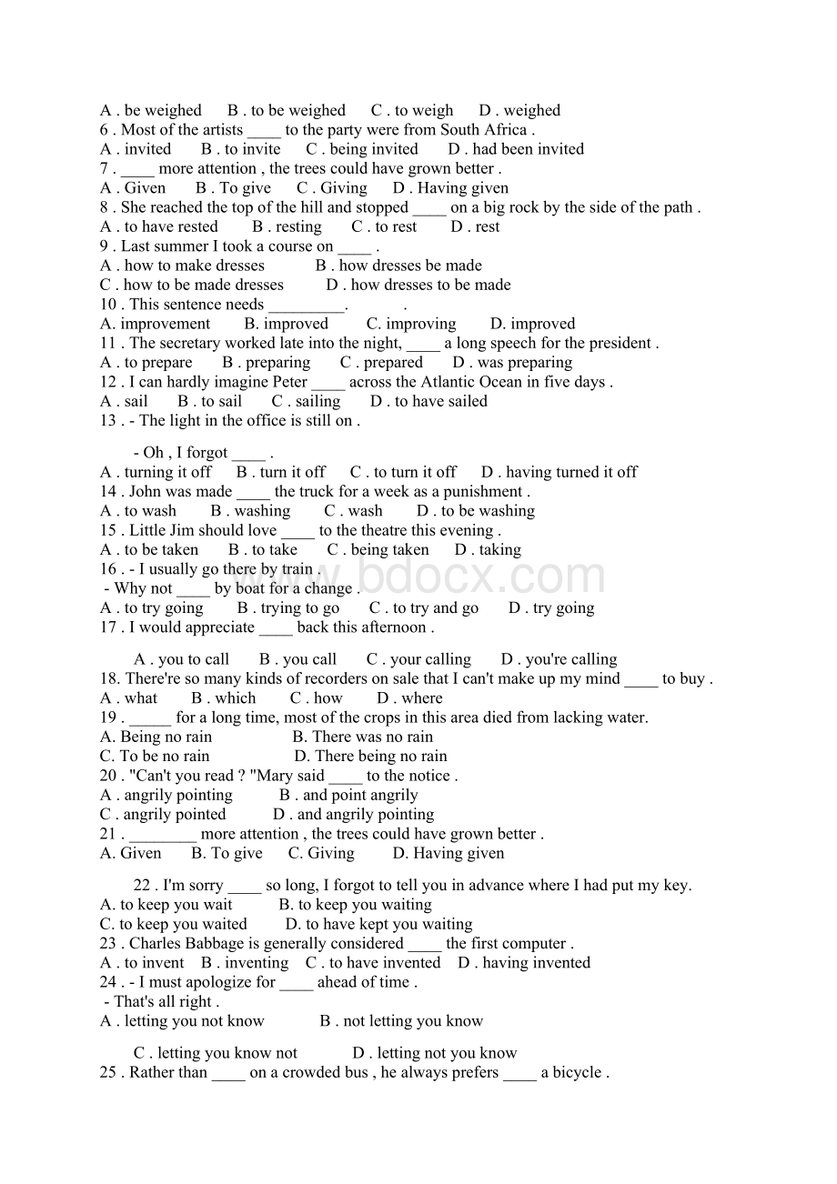 非谓语动词专项练习180道附答案 2.docx_第3页