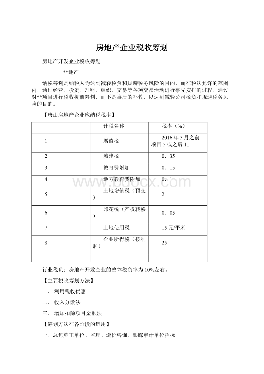 房地产企业税收筹划.docx_第1页