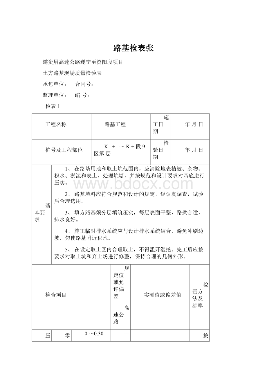 路基检表张Word文件下载.docx_第1页