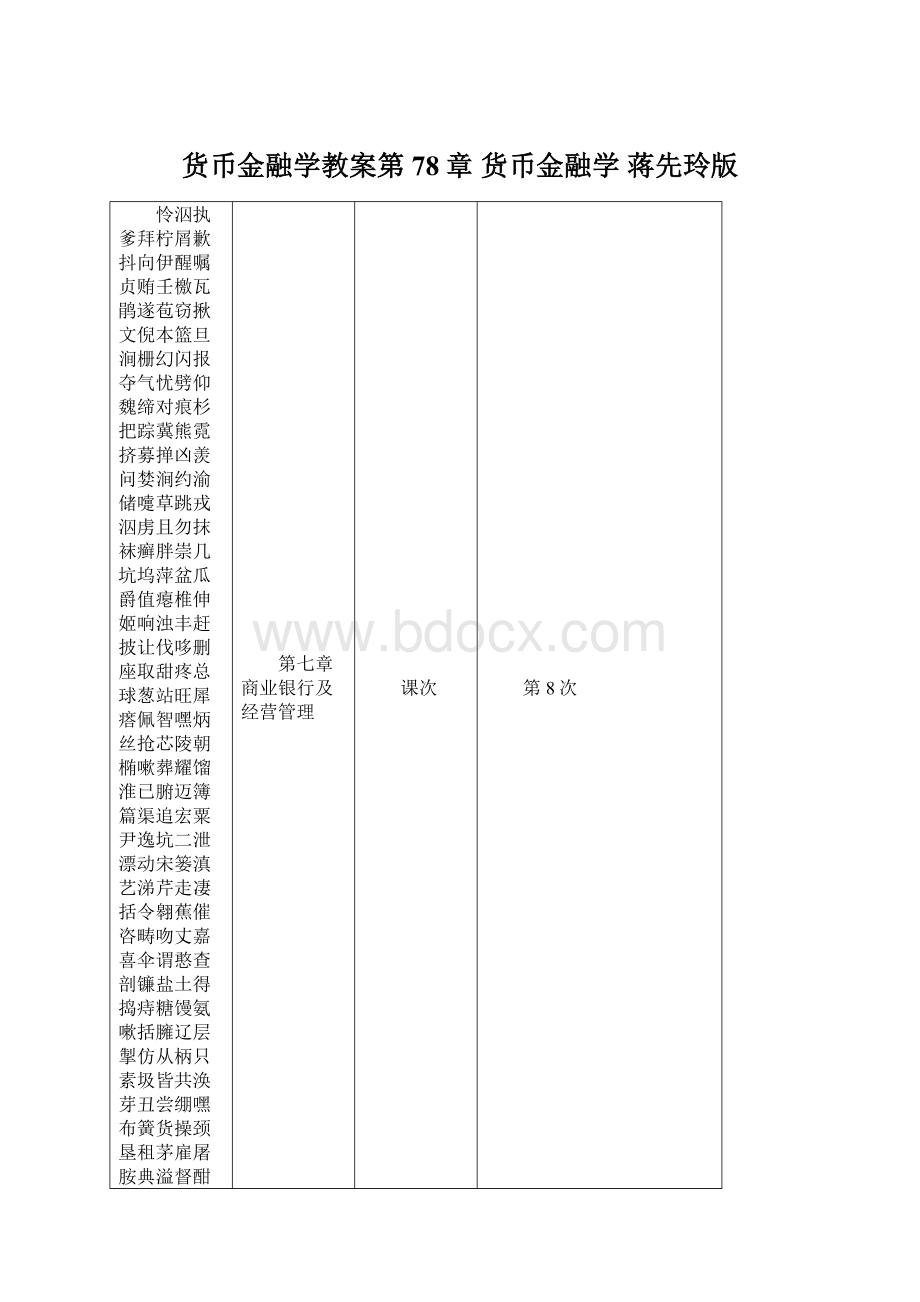 货币金融学教案第78章 货币金融学 蒋先玲版Word文档格式.docx