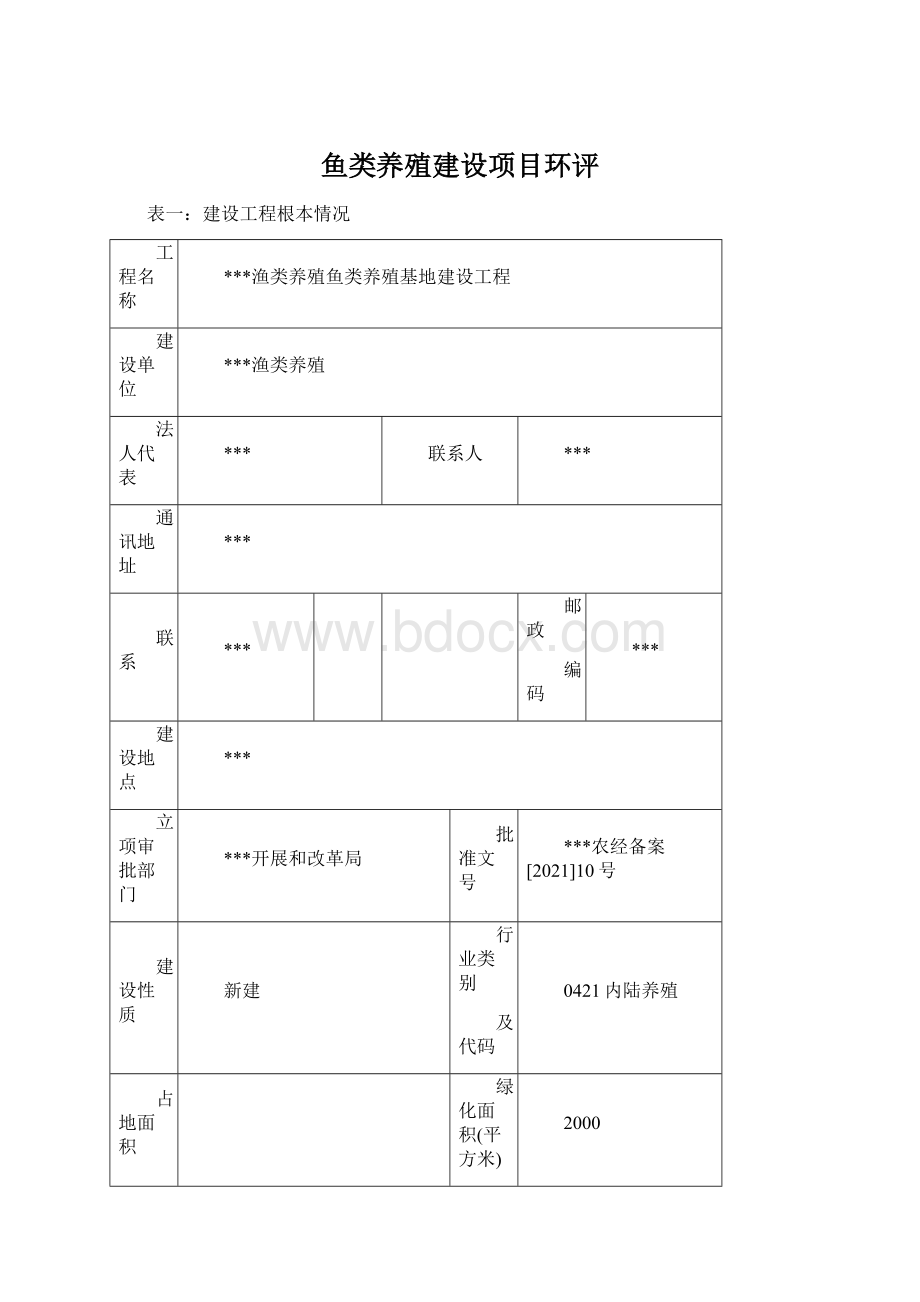 鱼类养殖建设项目环评.docx_第1页