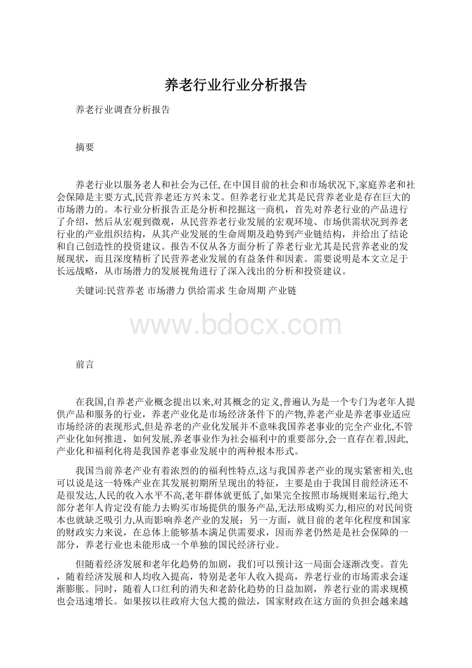 养老行业行业分析报告.docx