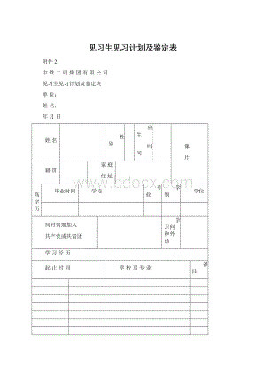 见习生见习计划及鉴定表.docx