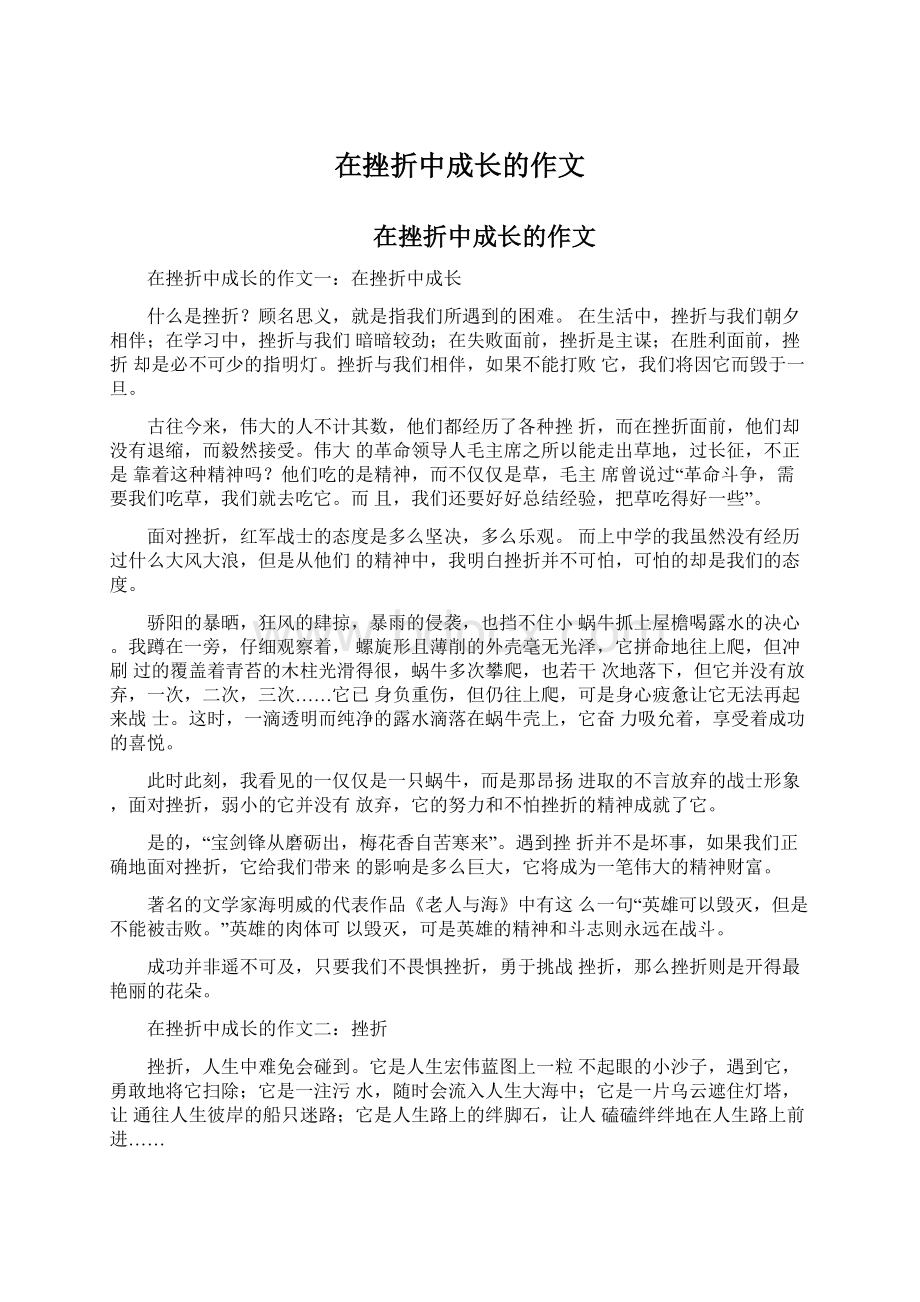 在挫折中成长的作文文档格式.docx