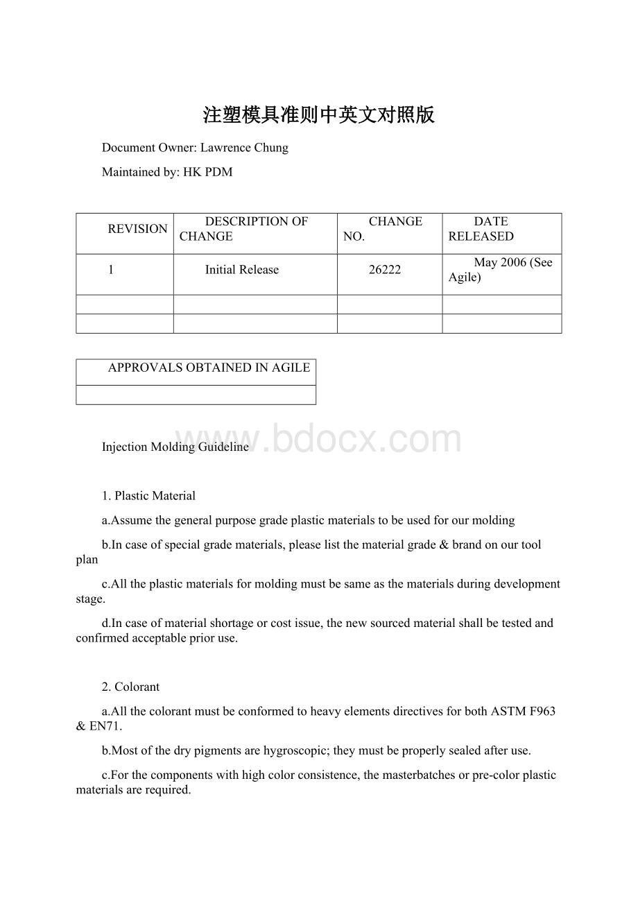 注塑模具准则中英文对照版Word下载.docx