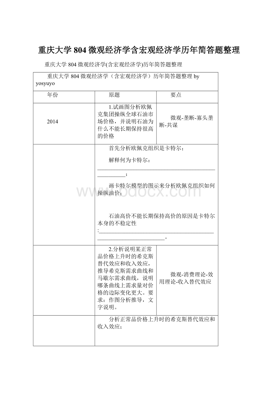 重庆大学804微观经济学含宏观经济学历年简答题整理Word文档格式.docx_第1页