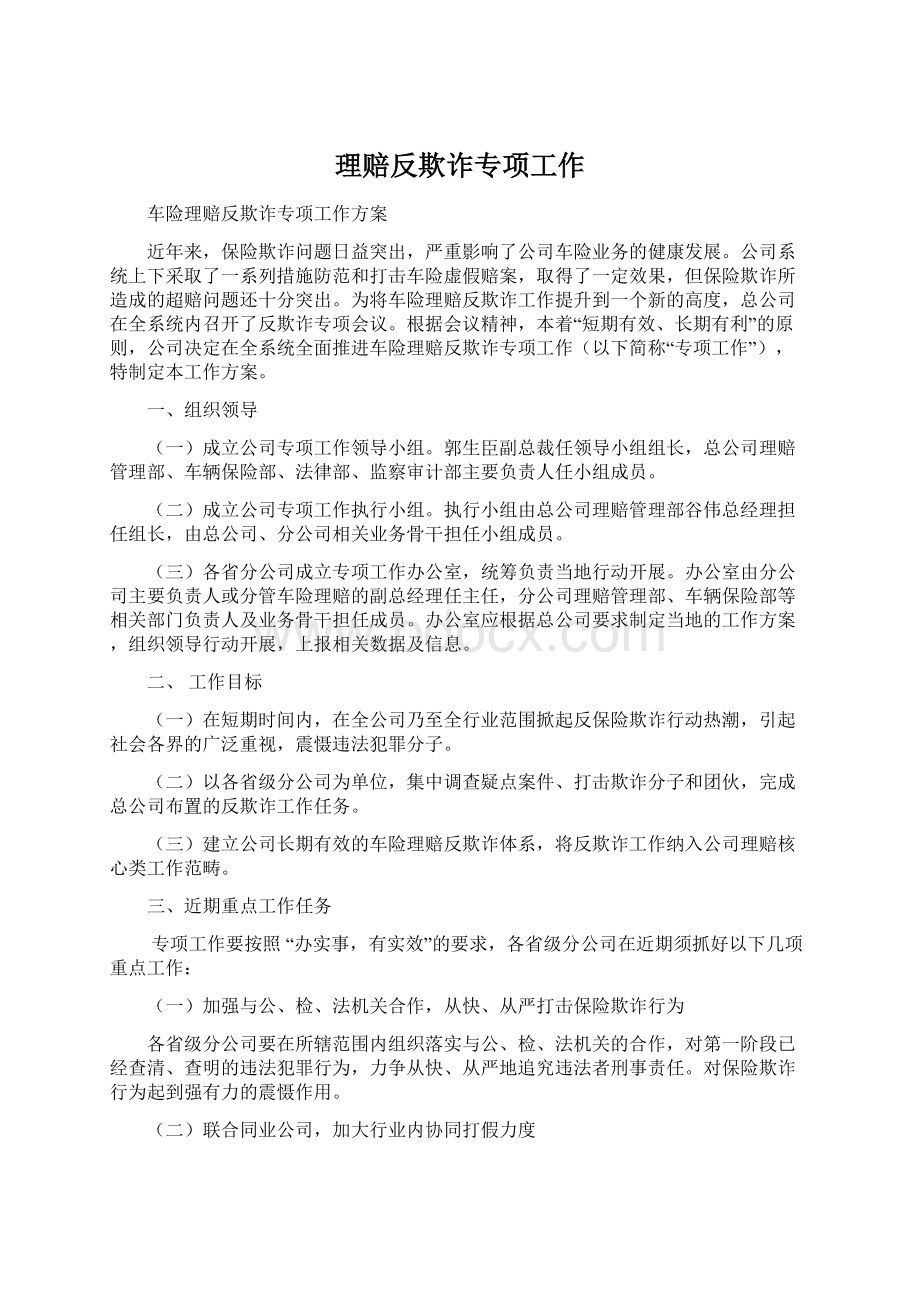 理赔反欺诈专项工作文档格式.docx_第1页