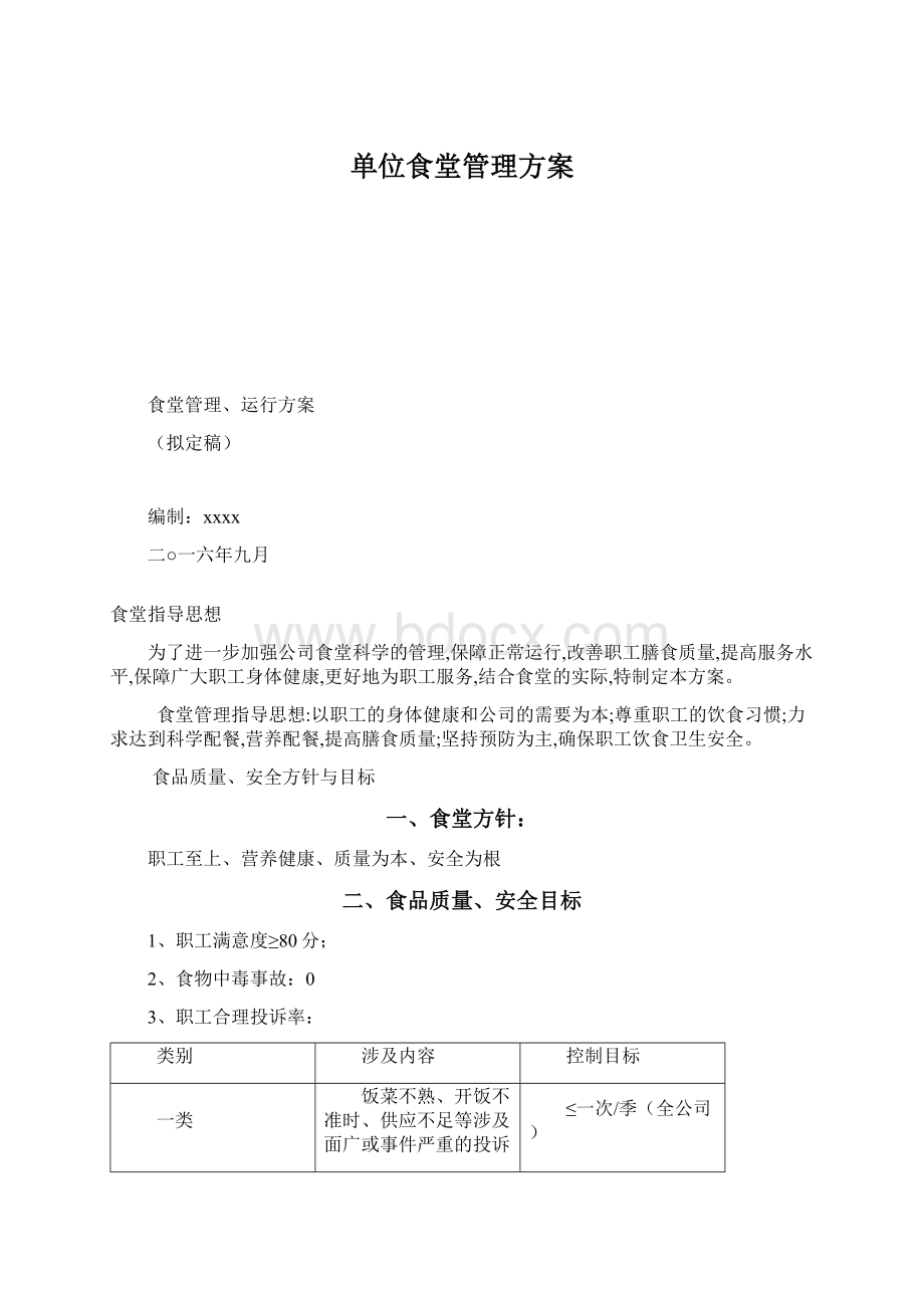 单位食堂管理方案Word下载.docx_第1页