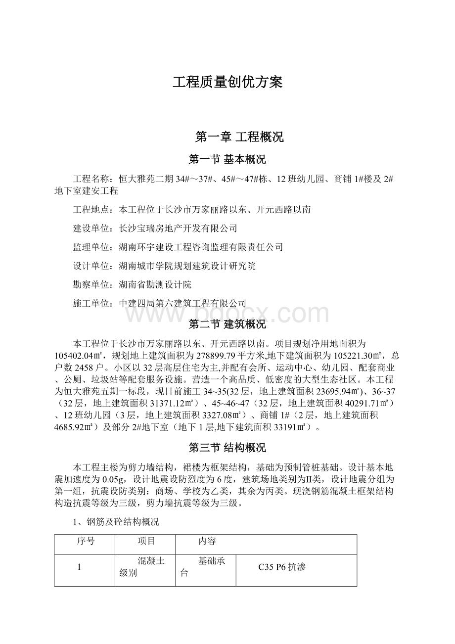 工程质量创优方案Word下载.docx