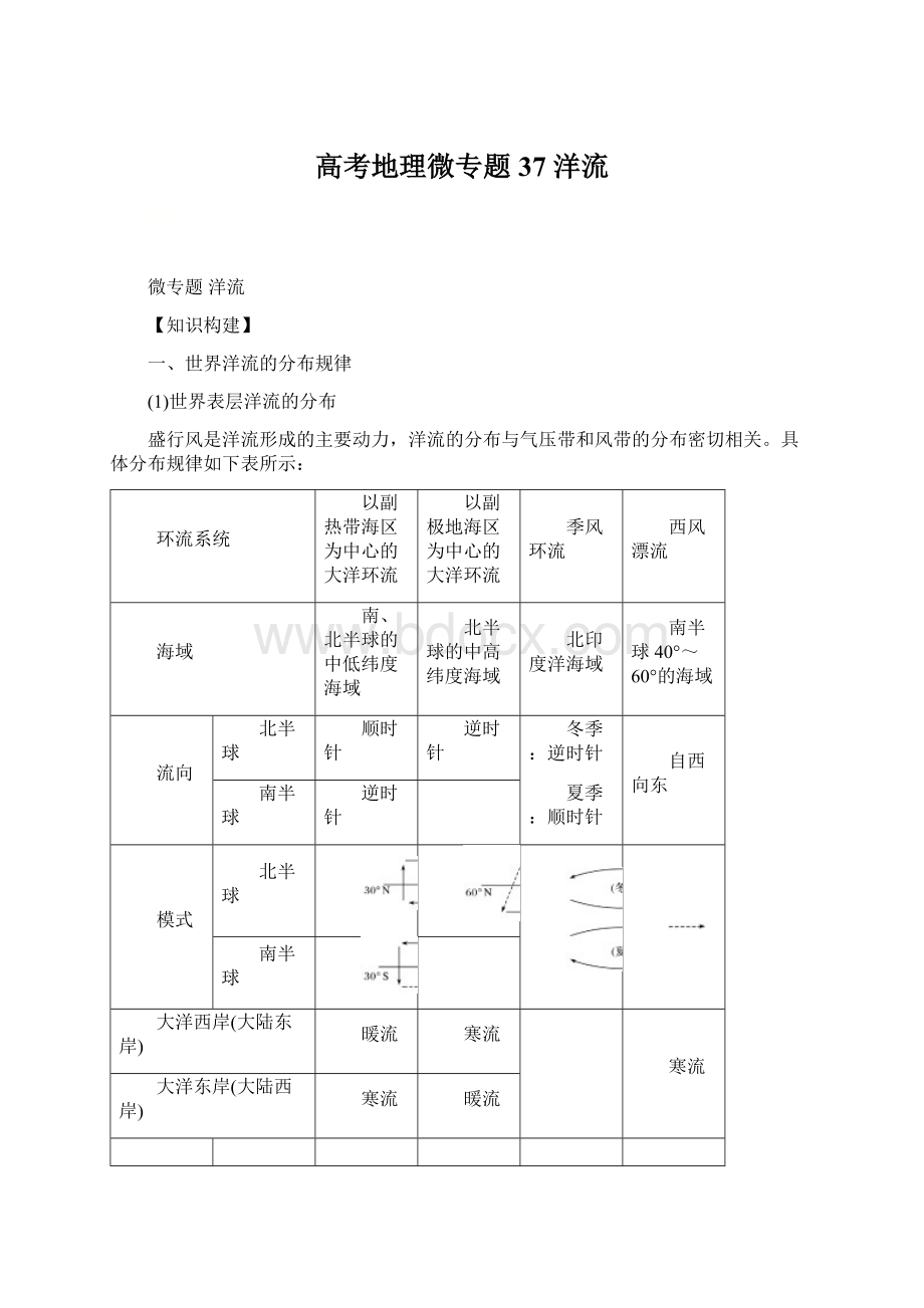 高考地理微专题37 洋流Word格式文档下载.docx