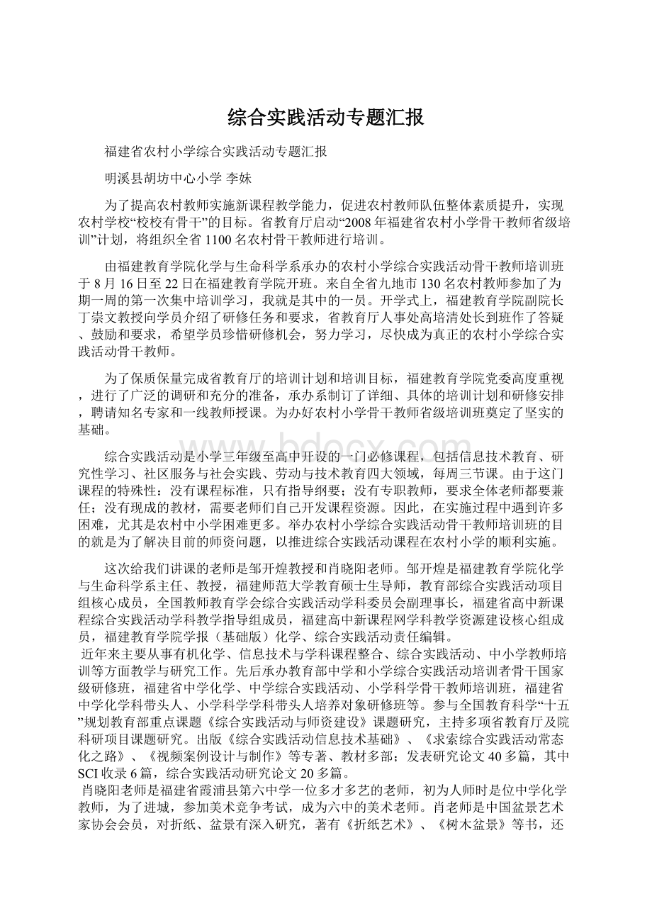 综合实践活动专题汇报.docx