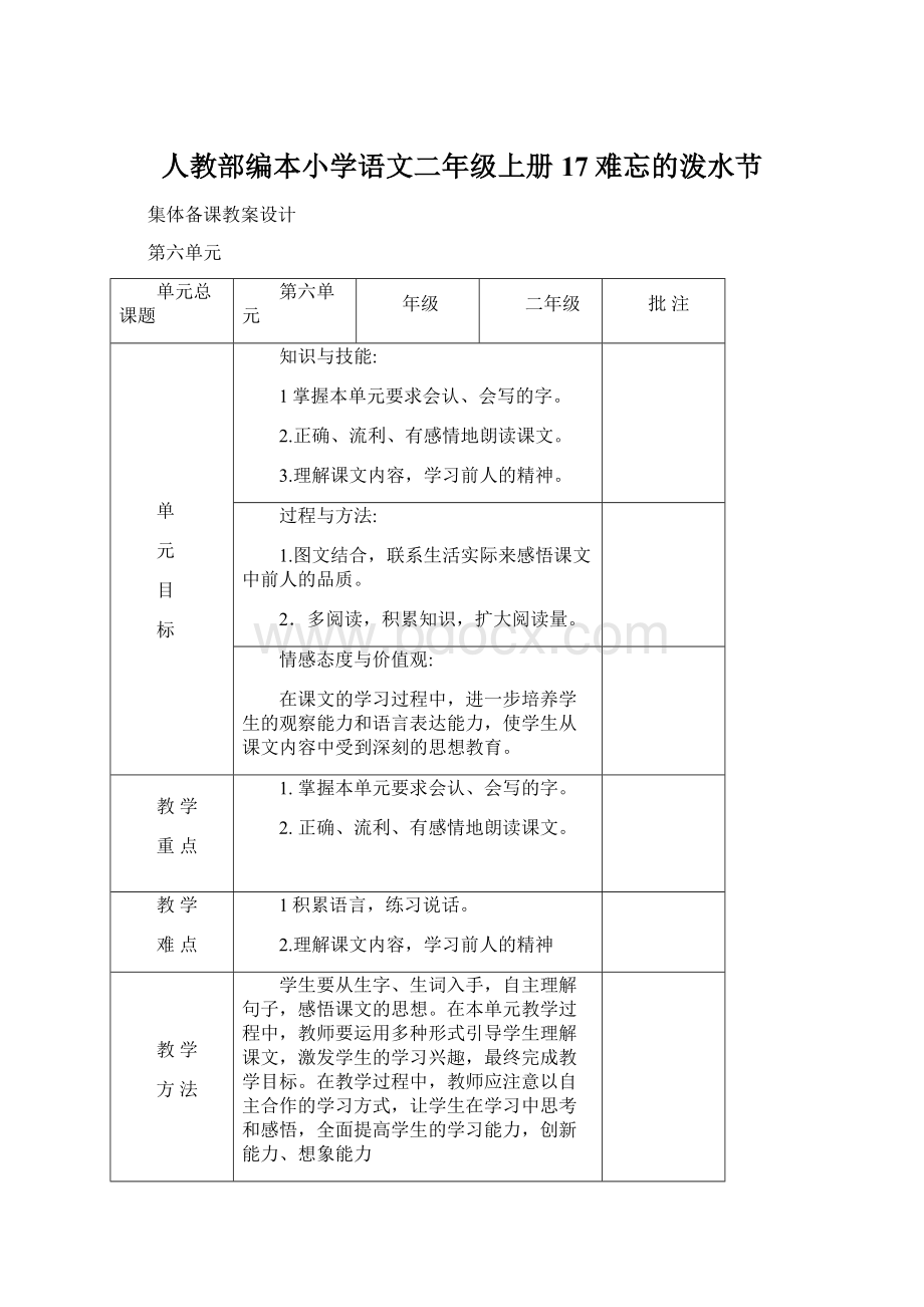 人教部编本小学语文二年级上册17难忘的泼水节.docx_第1页