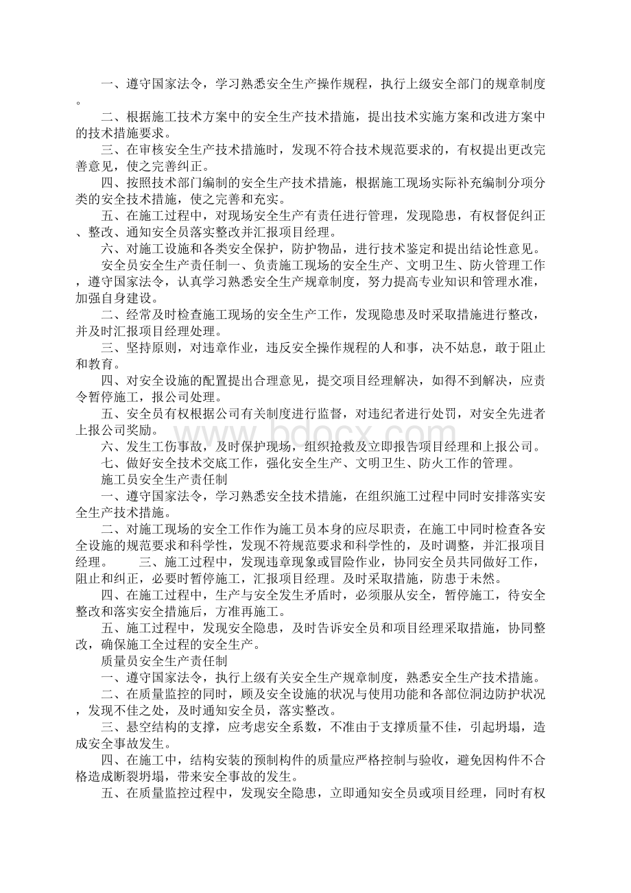 项目部安全生产责任制完整版Word文档格式.docx_第2页