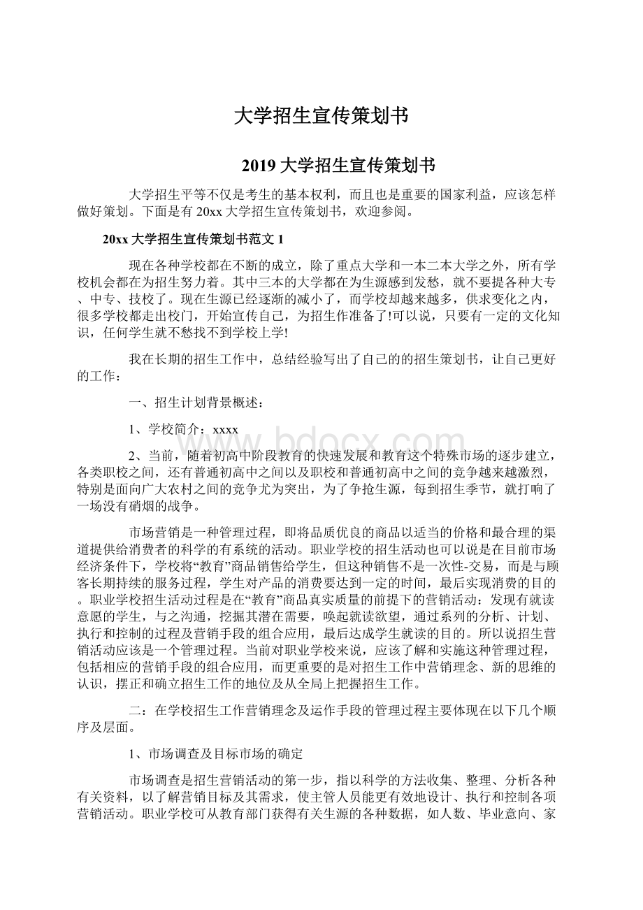 大学招生宣传策划书.docx