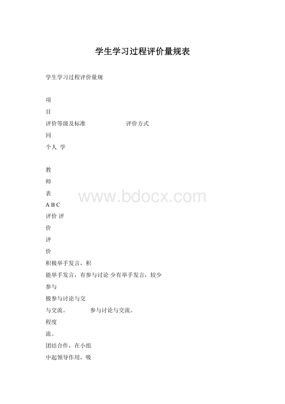 学生学习过程评价量规表.docx_第1页