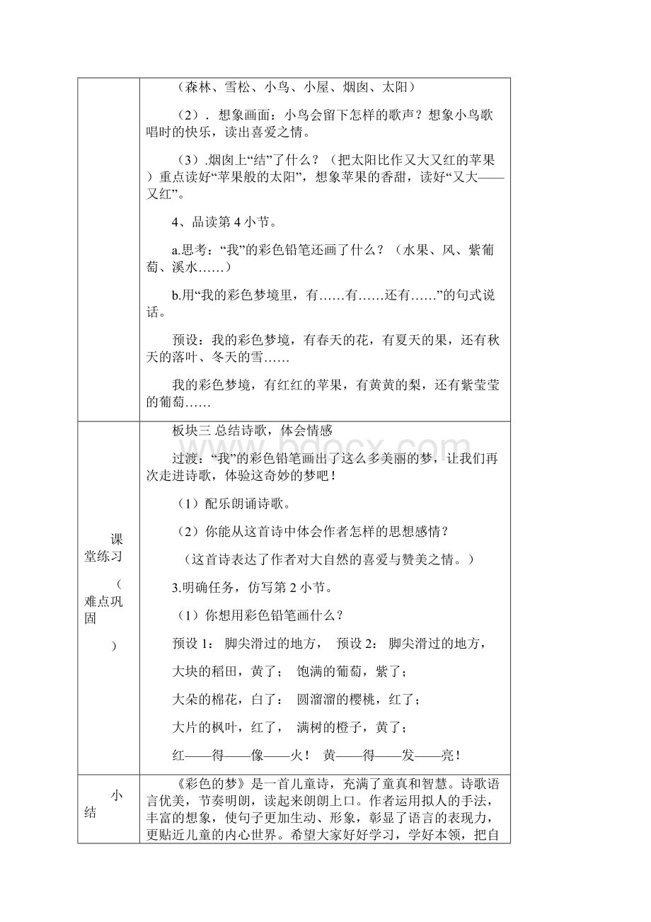 人教部编版二年级下册彩色的梦完美版教案Word文件下载.docx_第3页