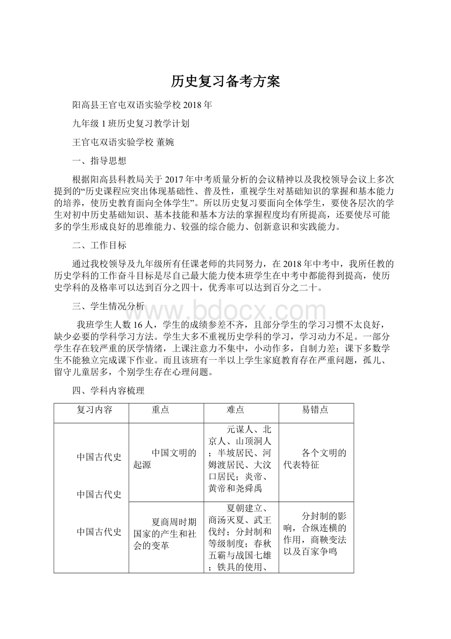 历史复习备考方案Word文档下载推荐.docx