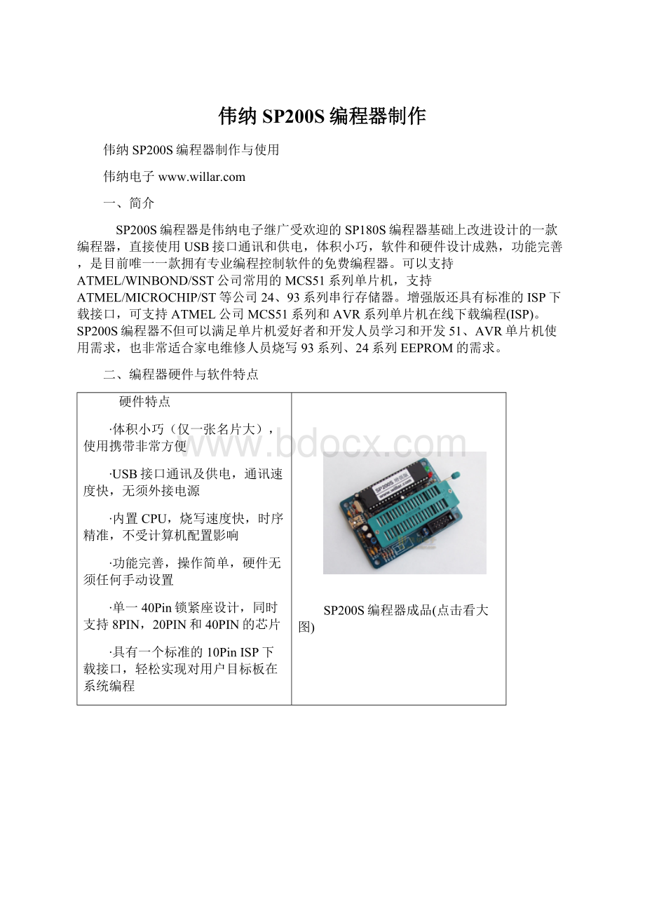 伟纳SP200S编程器制作Word下载.docx