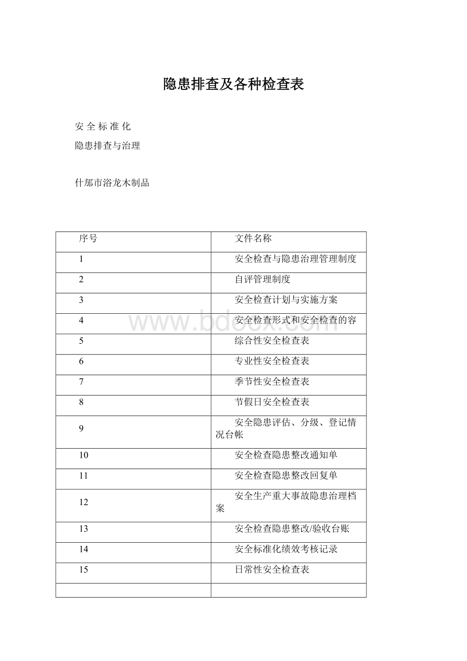 隐患排查及各种检查表.docx_第1页